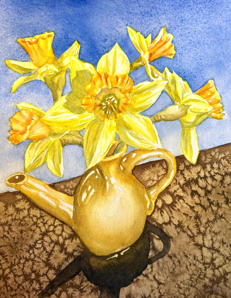 "Spring Trumpet", original watercolor 11 x 15 inches, unframed, $100.