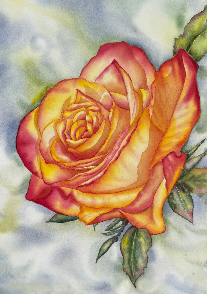 A Rose for Mother, original watercolor, 22 x 15 inches, unframed. $200.00.